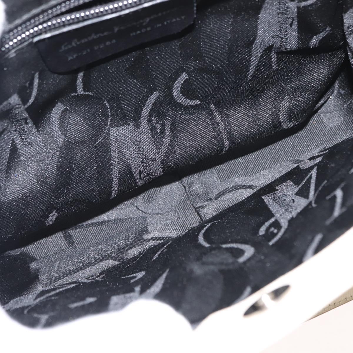 Salvatore Ferragamo Shoulder Bag Leather Black Silver Auth BA7335