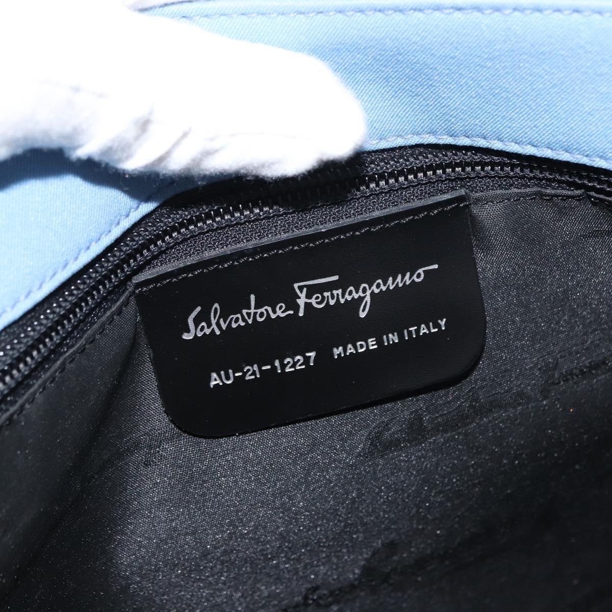 Salvatore Ferragamo Tote Bag Canvas Blue Silver Auth BA7336