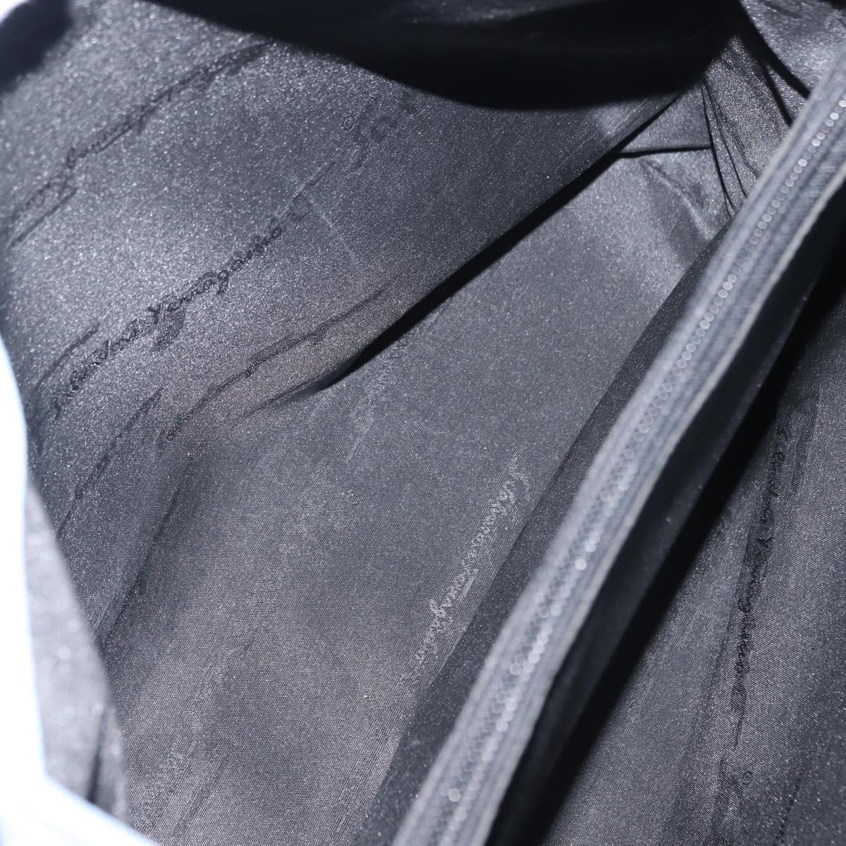 Salvatore Ferragamo Tote Bag Canvas Blue Silver Auth BA7336