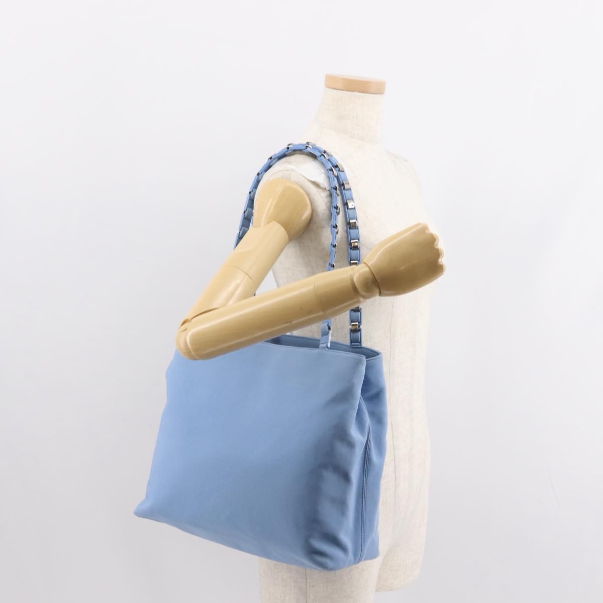 Salvatore Ferragamo Tote Bag Canvas Blue Silver Auth BA7336