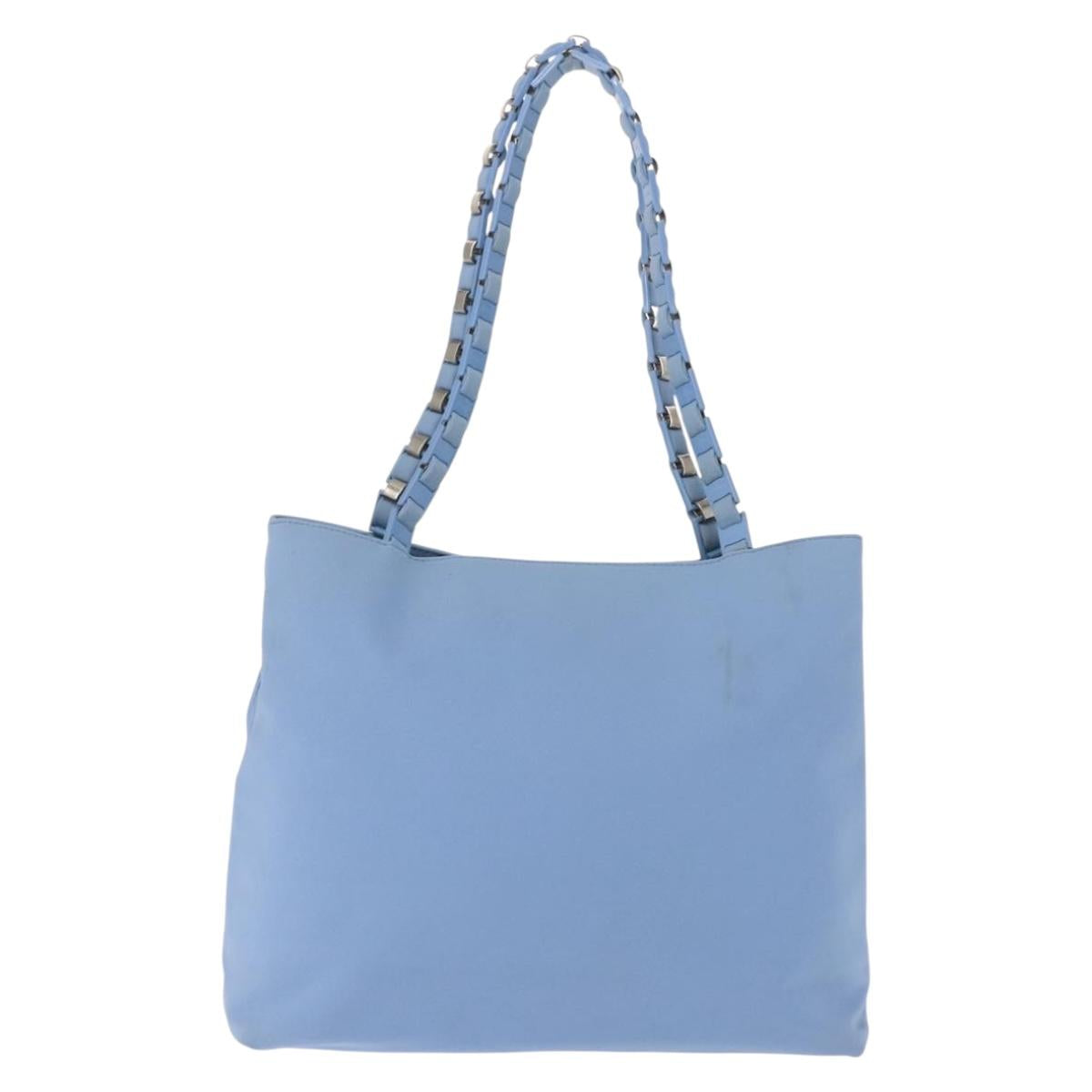Salvatore Ferragamo Tote Bag Canvas Blue Silver Auth BA7336