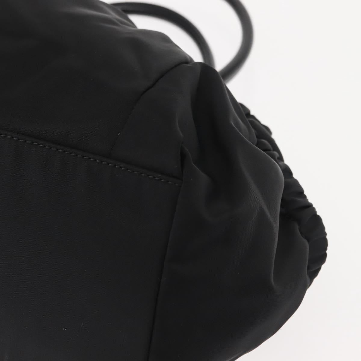 Salvatore Ferragamo Vala Tote Bag Nylon Enamel Black Silver Auth BA7337