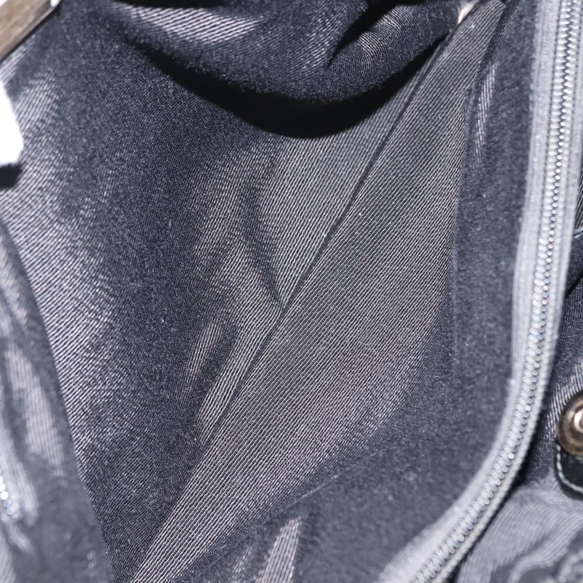 Salvatore Ferragamo Vala Tote Bag Nylon Enamel Black Silver Auth BA7337