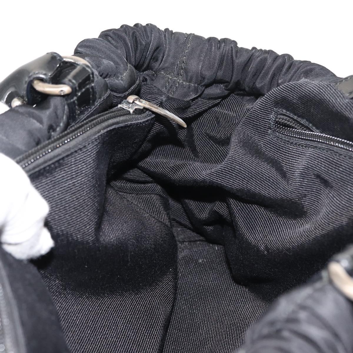 Salvatore Ferragamo Vala Tote Bag Nylon Enamel Black Silver Auth BA7337