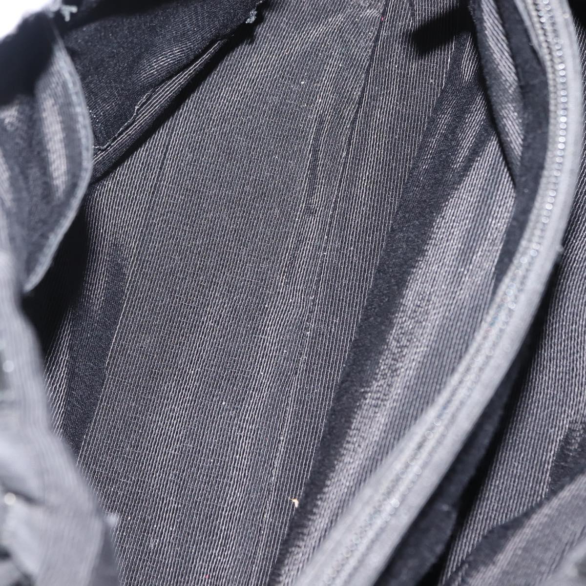 Salvatore Ferragamo Vala Tote Bag Nylon Enamel Black Silver Auth BA7337