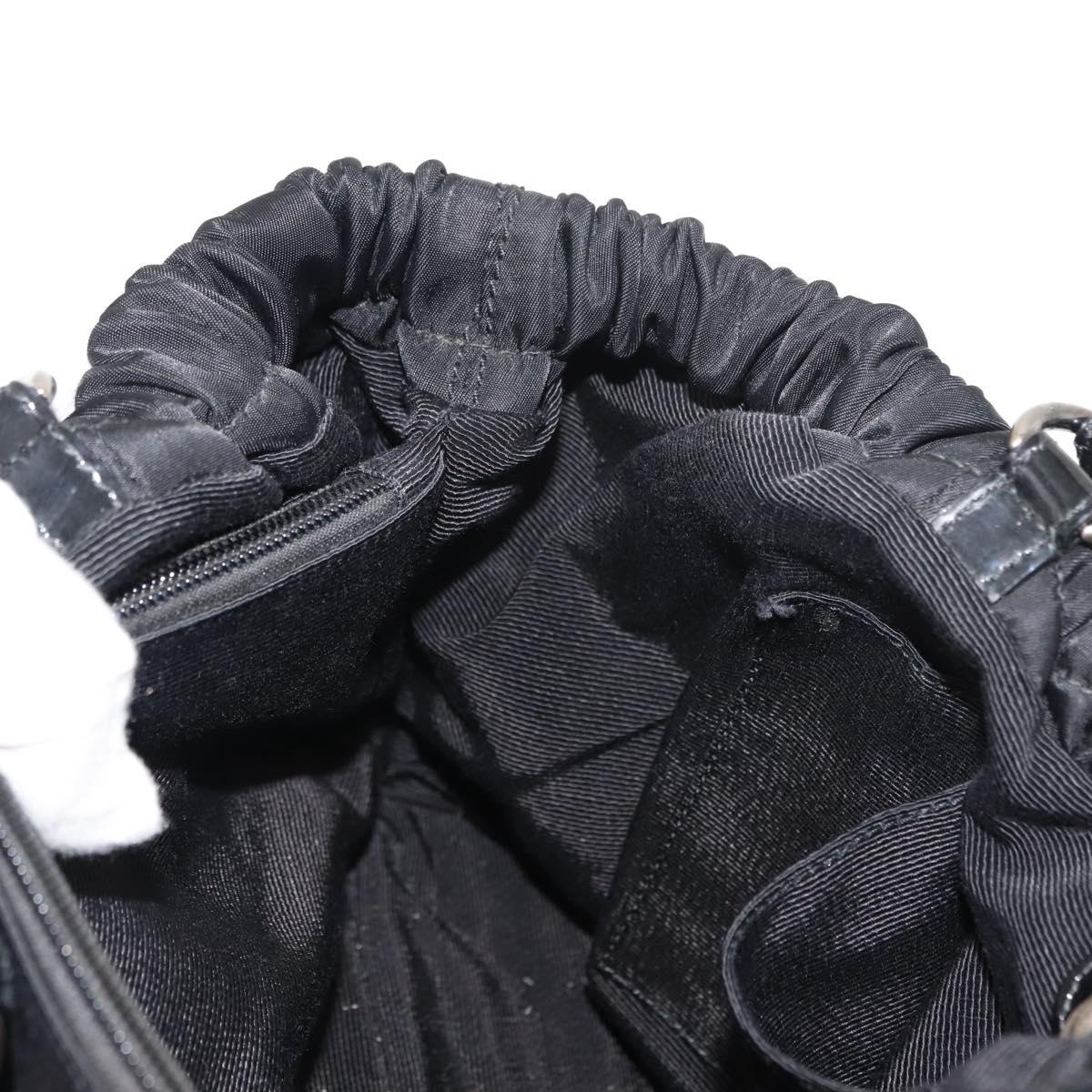 Salvatore Ferragamo Vala Tote Bag Nylon Enamel Black Silver Auth BA7337