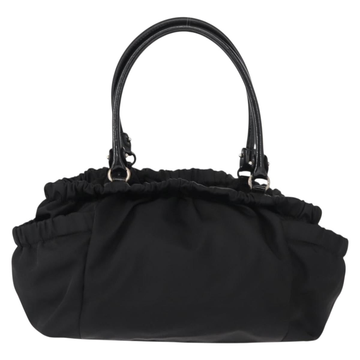 Salvatore Ferragamo Vala Tote Bag Nylon Enamel Black Silver Auth BA7337