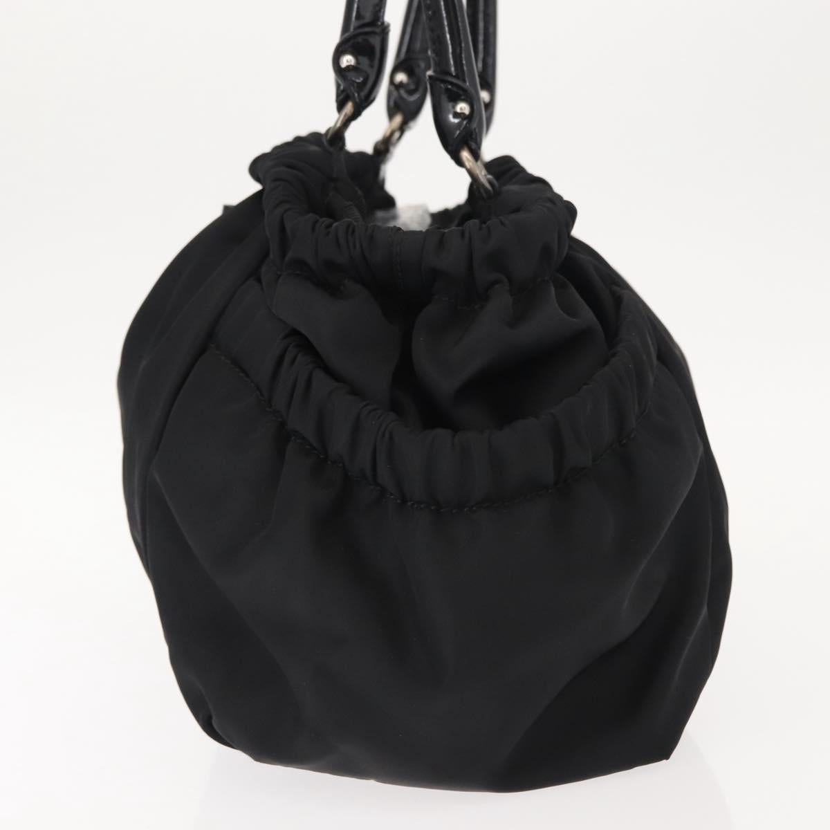 Salvatore Ferragamo Vala Tote Bag Nylon Enamel Black Silver Auth BA7337