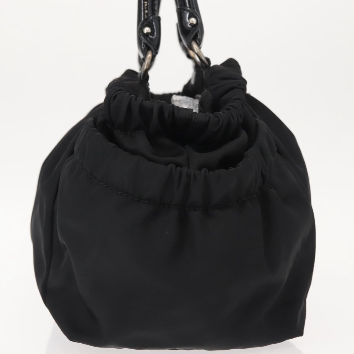 Salvatore Ferragamo Vala Tote Bag Nylon Enamel Black Silver Auth BA7337