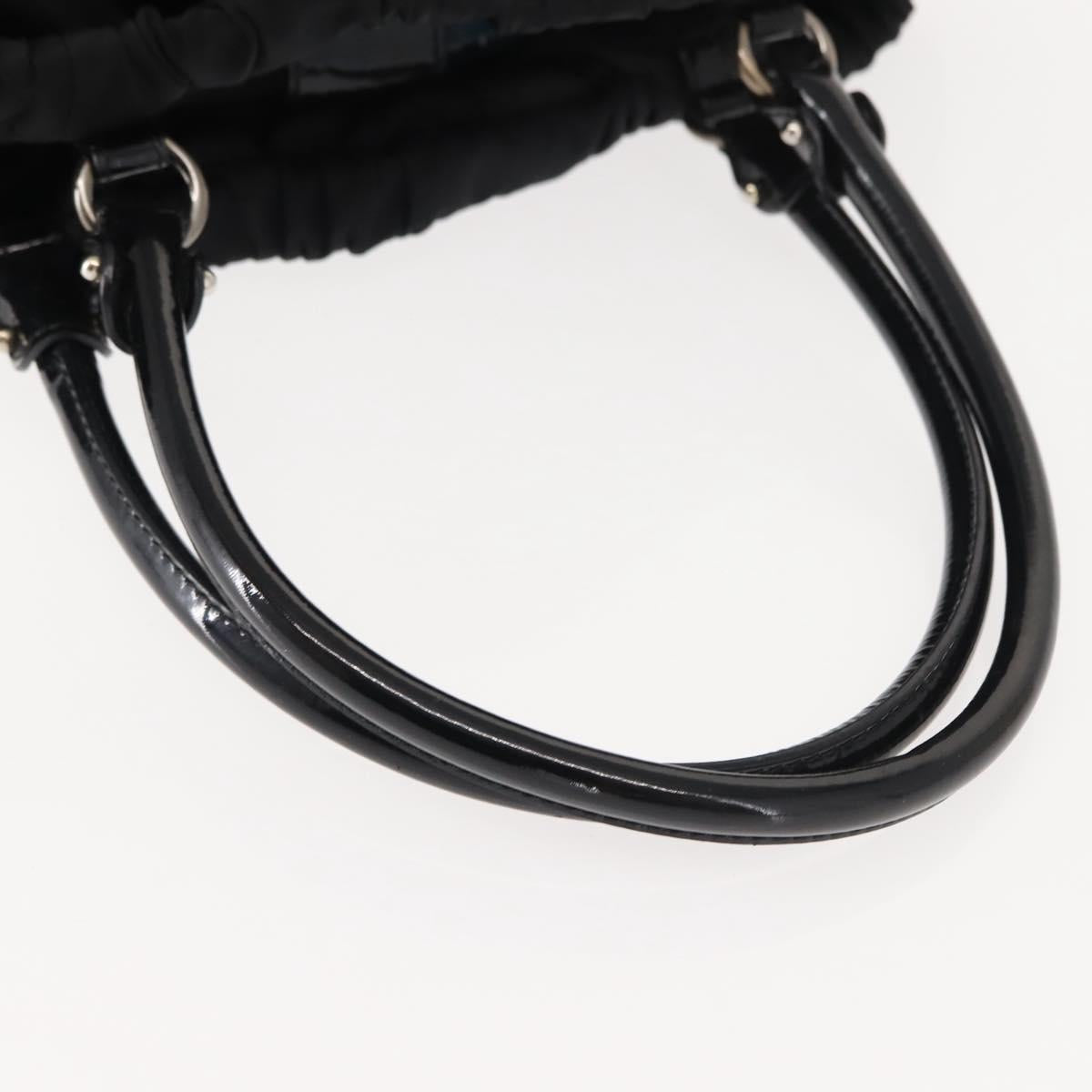 Salvatore Ferragamo Vala Tote Bag Nylon Enamel Black Silver Auth BA7337