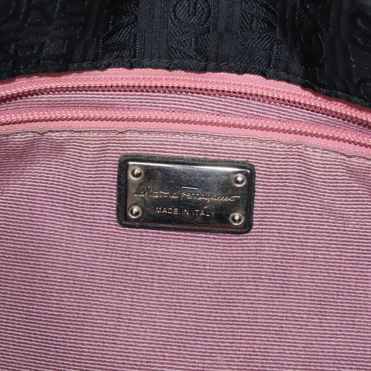 Salvatore Ferragamo Tote Bag Canvas Black Silver Auth BA7338