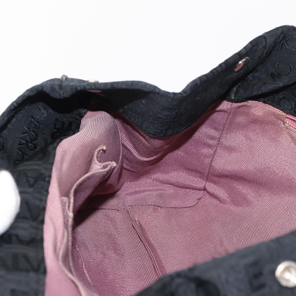 Salvatore Ferragamo Tote Bag Canvas Black Silver Auth BA7338