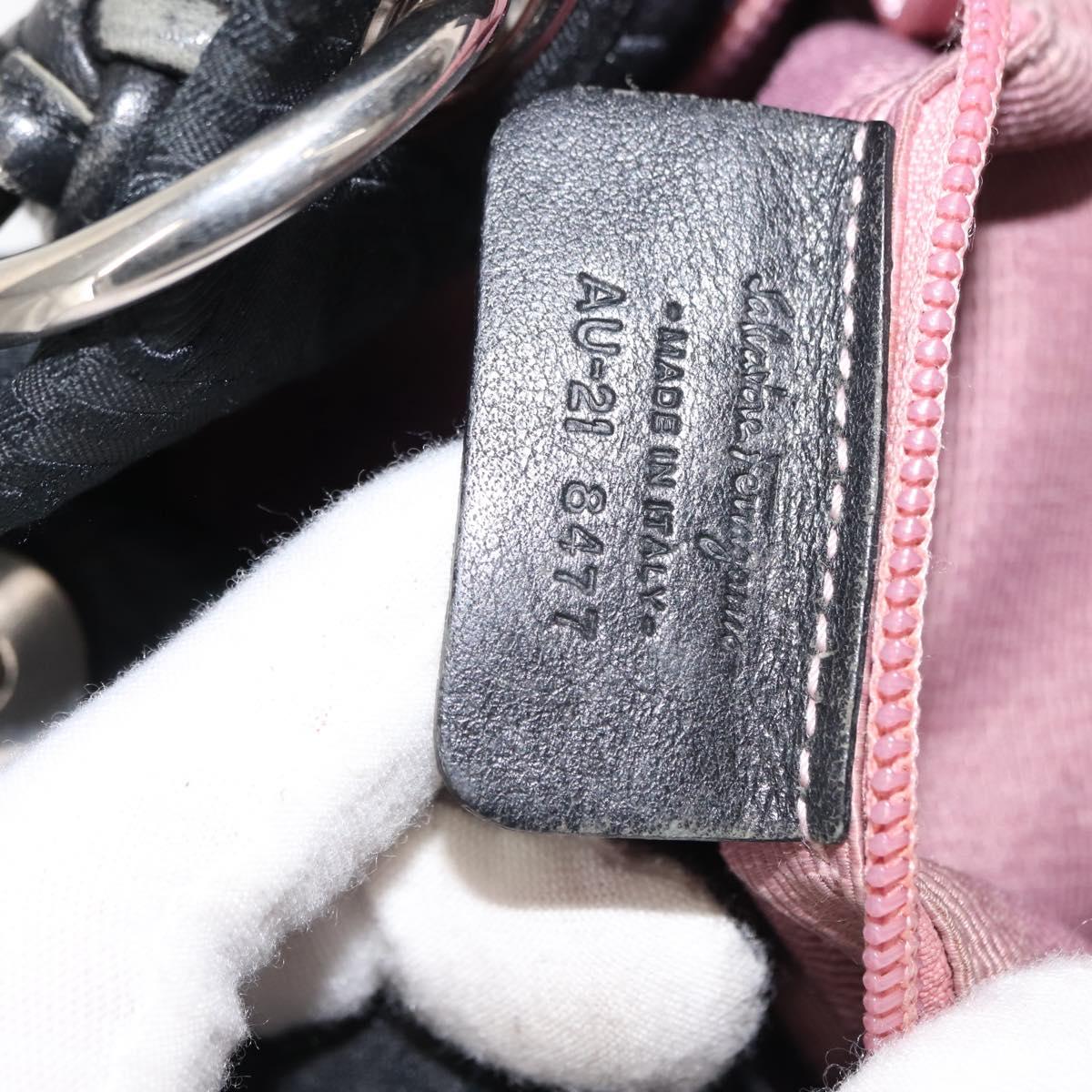 Salvatore Ferragamo Tote Bag Canvas Black Silver Auth BA7338