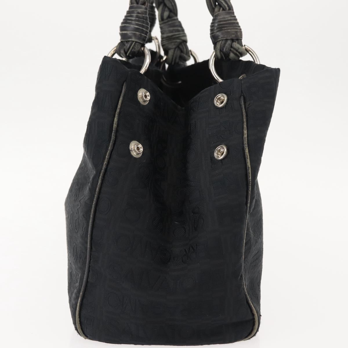 Salvatore Ferragamo Tote Bag Canvas Black Silver Auth BA7338