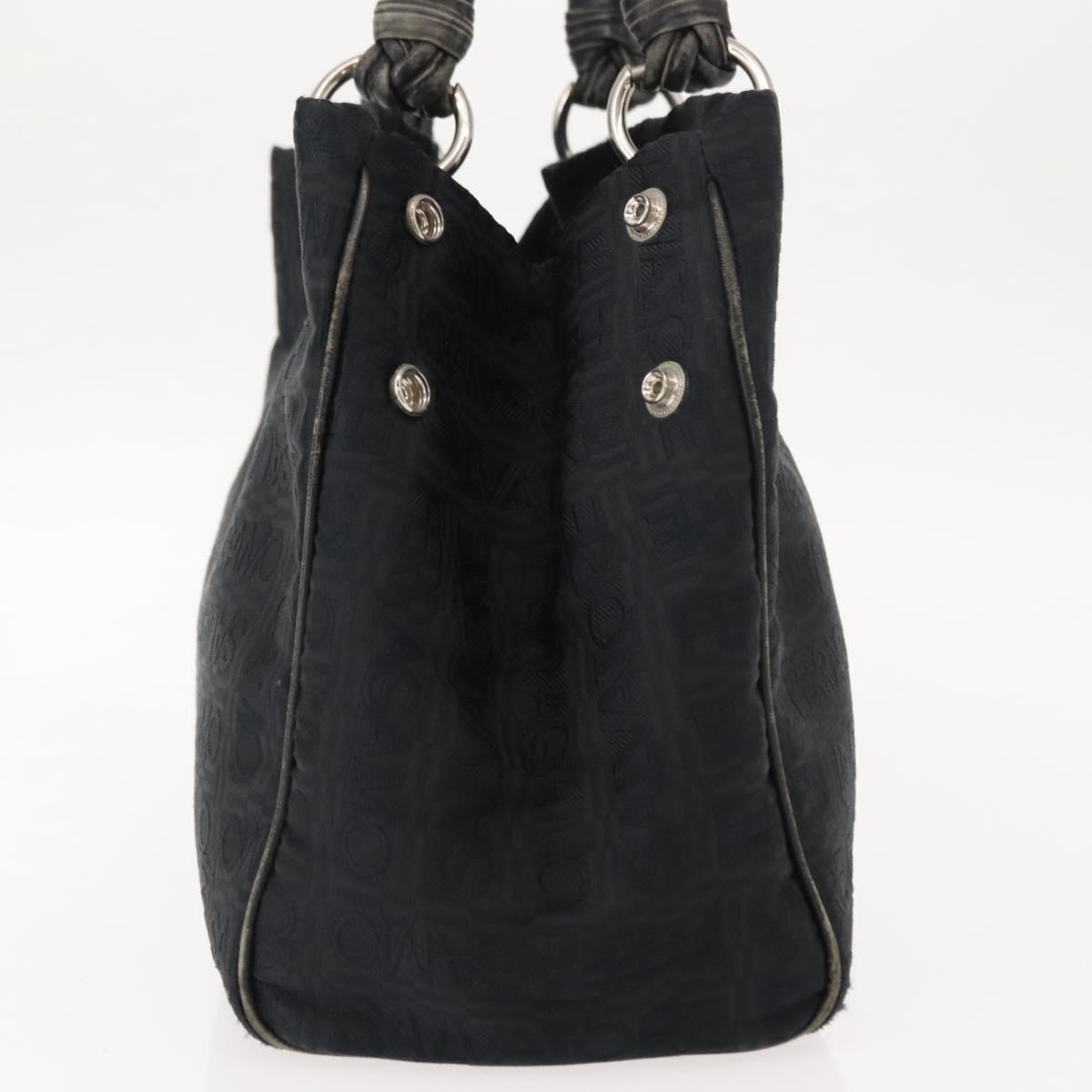 Salvatore Ferragamo Tote Bag Canvas Black Silver Auth BA7338