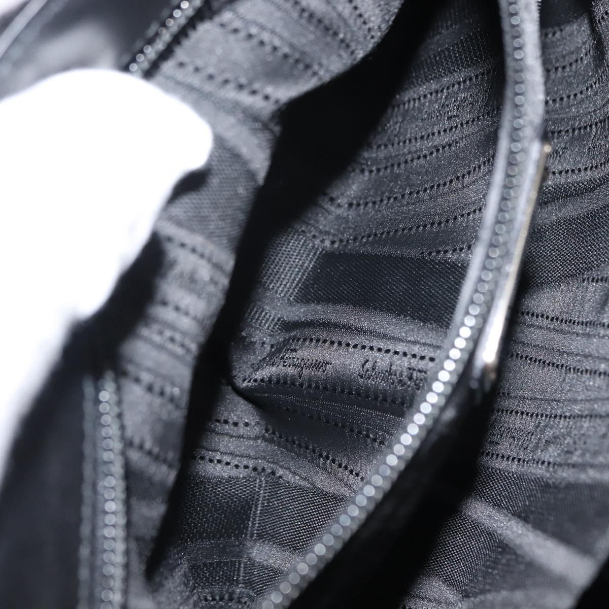 Salvatore Ferragamo Vala Hand Bag Enamel Black Gold Auth BA7339