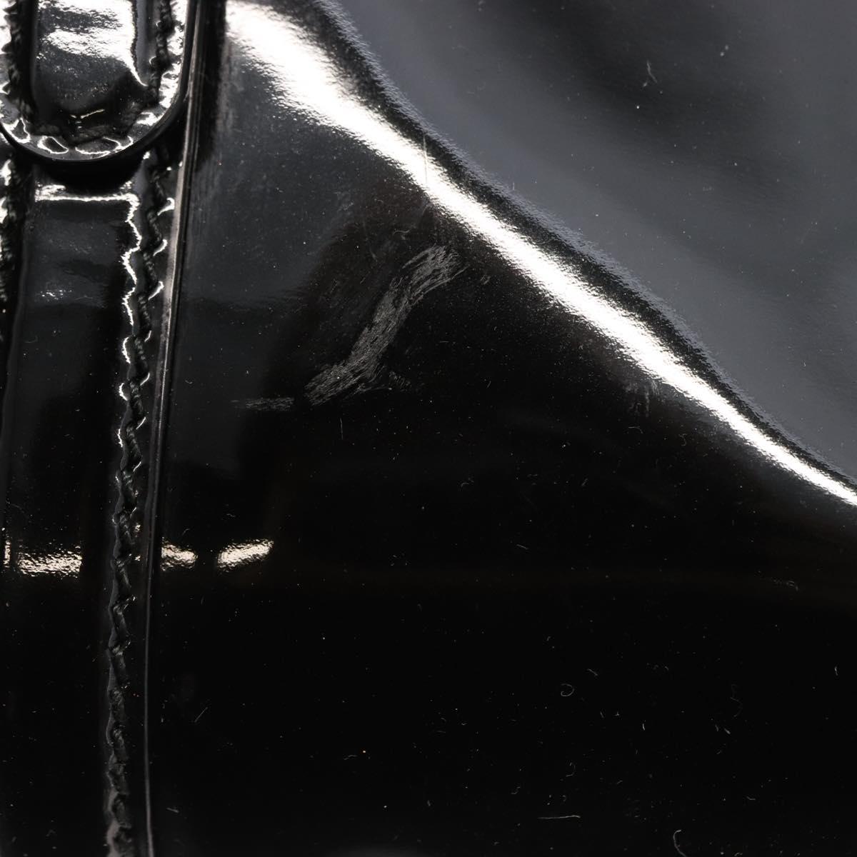 Salvatore Ferragamo Vala Hand Bag Enamel Black Gold Auth BA7339