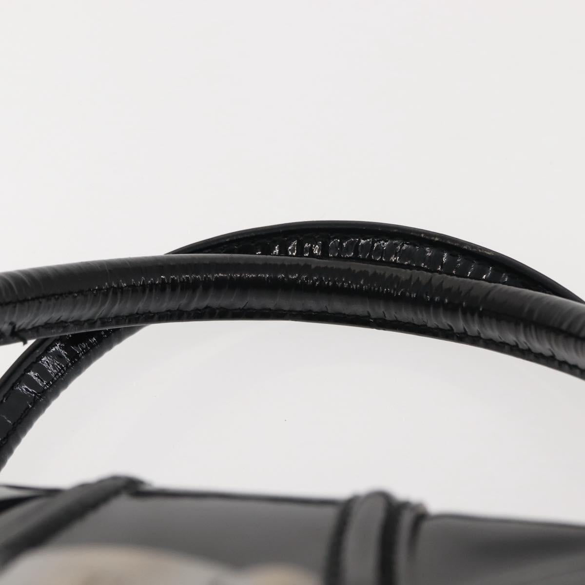 Salvatore Ferragamo Vala Hand Bag Enamel Black Gold Auth BA7339