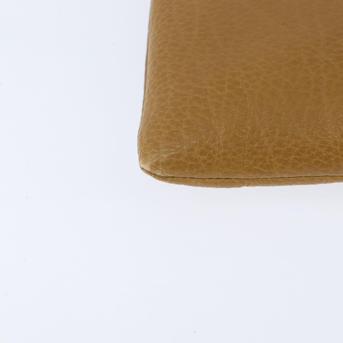 LOEWE Anagram Shoulder Bag Leather Beige Gold Auth BA7341