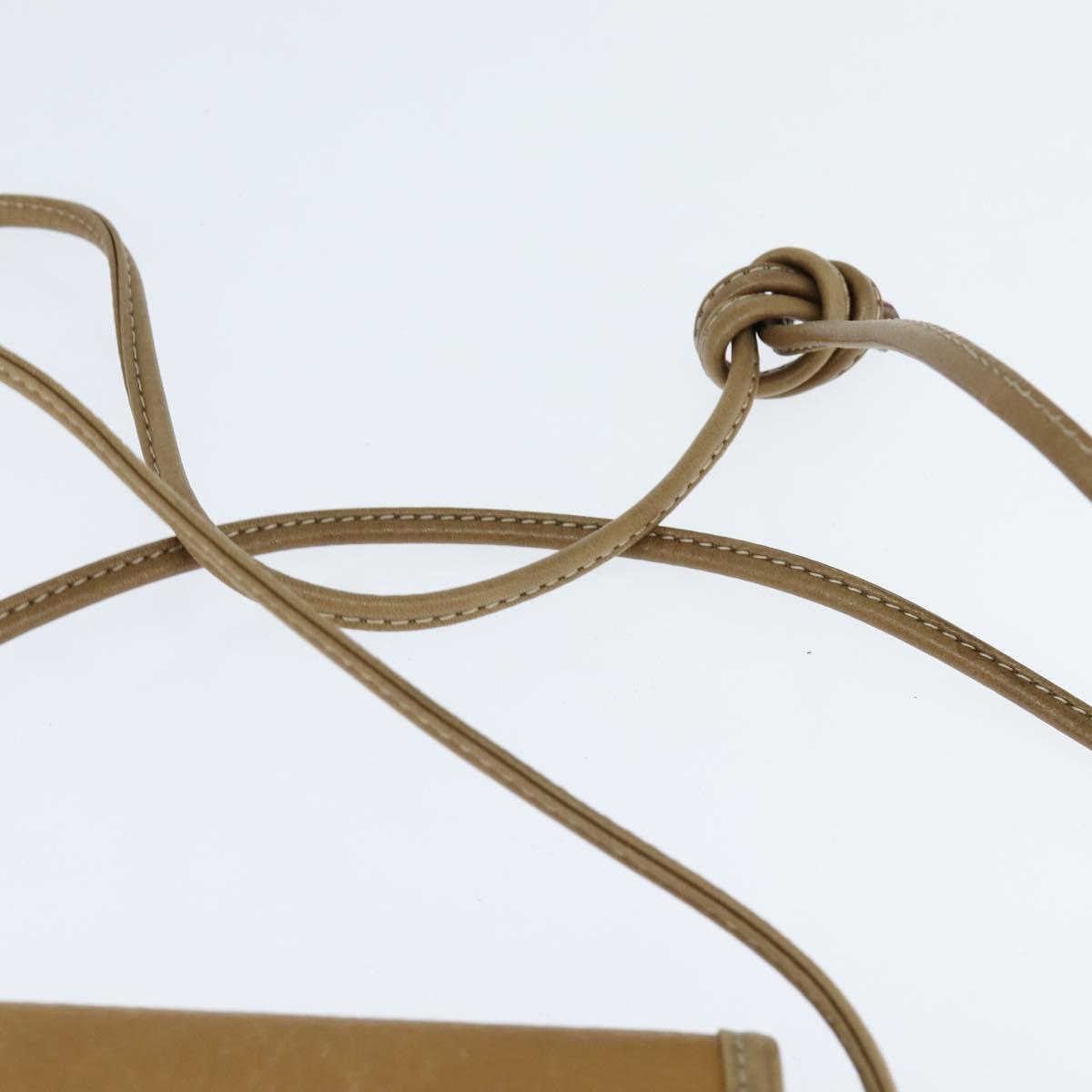 LOEWE Anagram Shoulder Bag Leather Beige Gold Auth BA7341