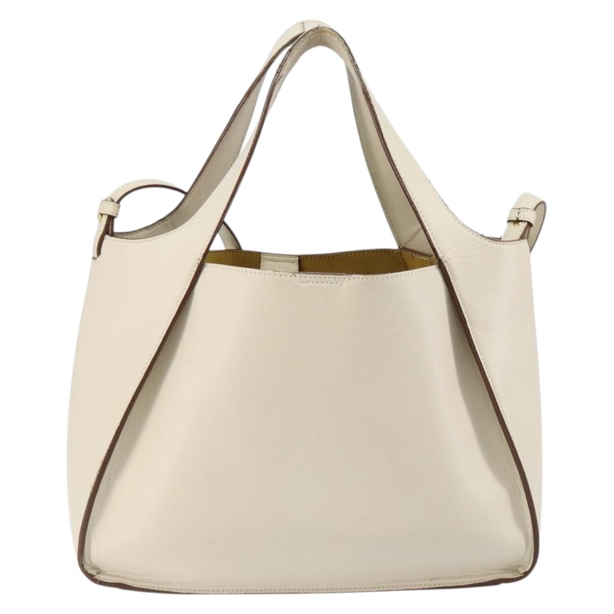 Stella MacCartney Tote Bag Polyester 2way White Gold Auth BA7342