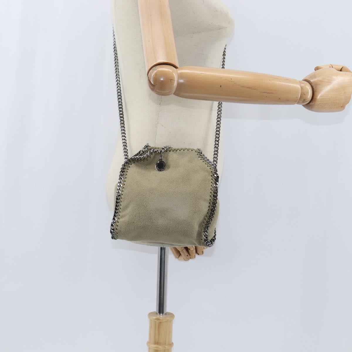 Stella MacCartney Chain Falabella Bag polyester Beige Silver 391698 Auth BA7343