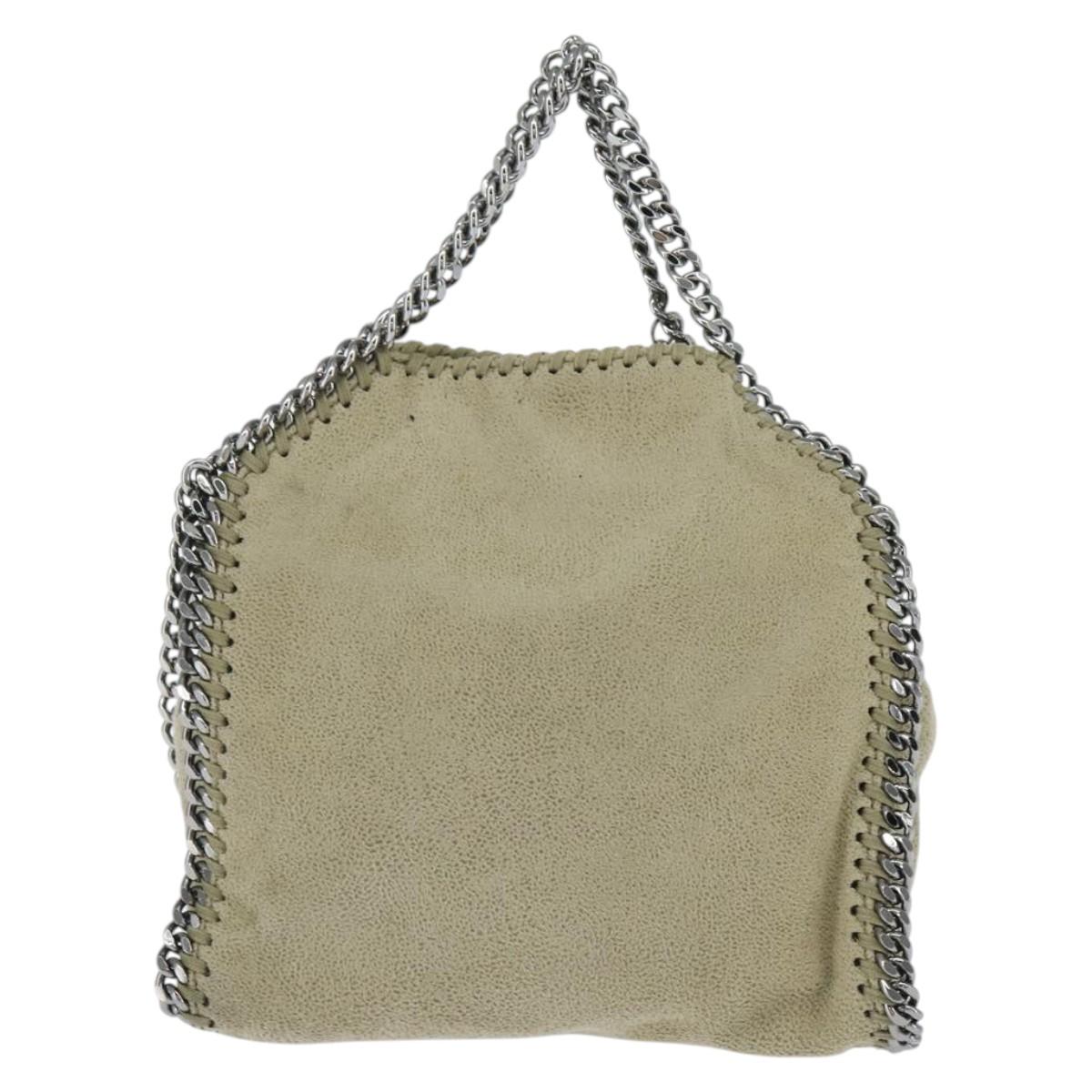 Stella MacCartney Chain Falabella Bag polyester Beige Silver 391698 Auth BA7343