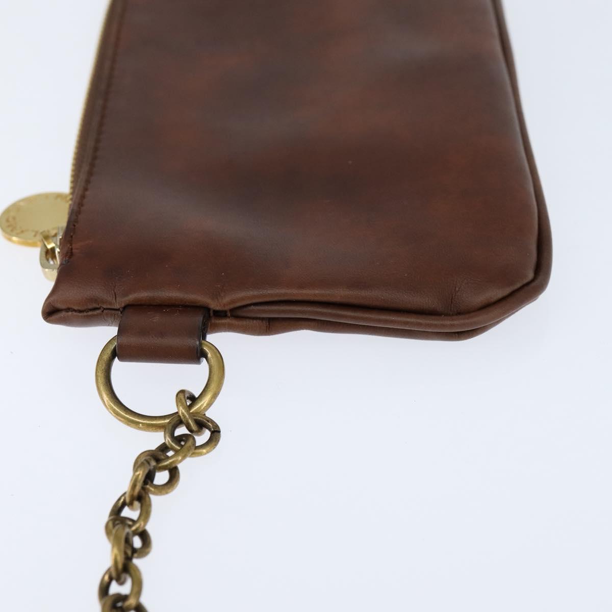 Stella MacCartney Shoulder Bag polyester Brown Gold Auth BA7348