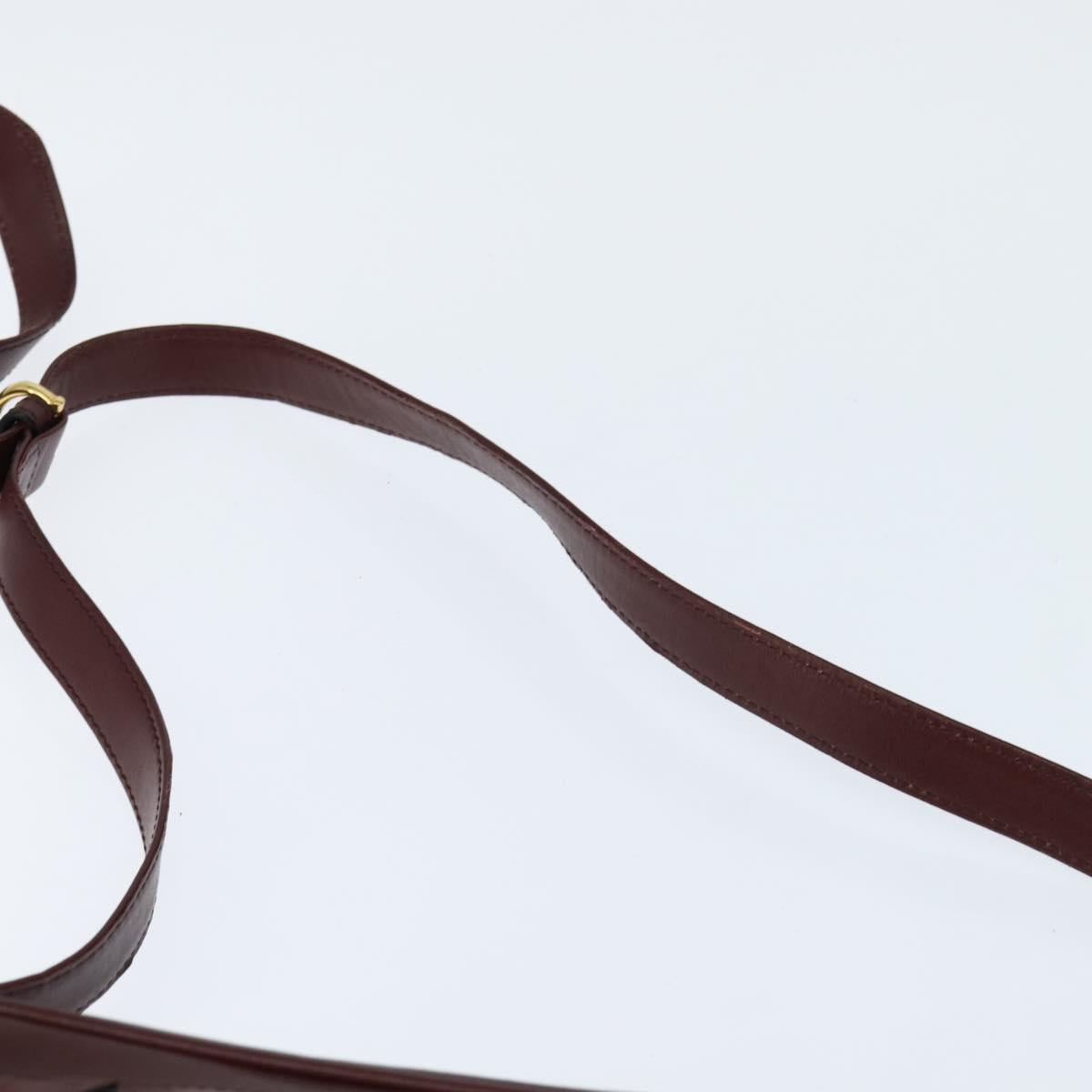 CARTIER Must Line Shoulder Bag Leather Bordeaux Gold Auth BA7350