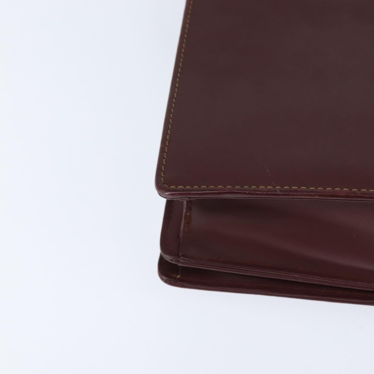 CARTIER Must Line Shoulder Bag Leather Bordeaux Gold Auth BA7352