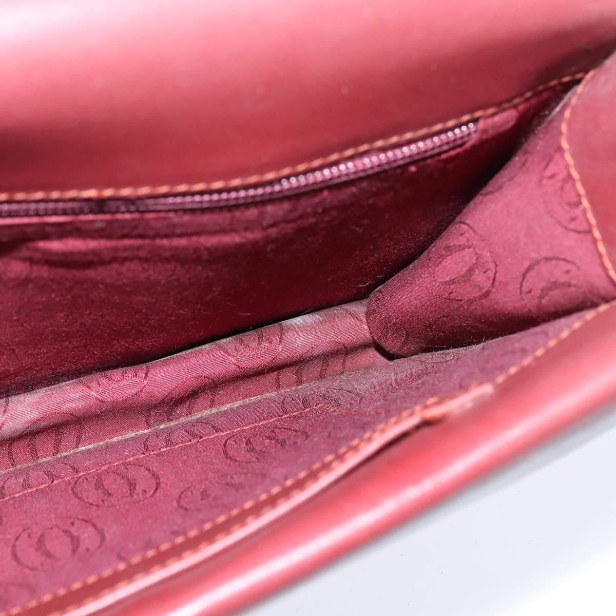 CARTIER Must Line Shoulder Bag Leather Bordeaux Gold Auth BA7352