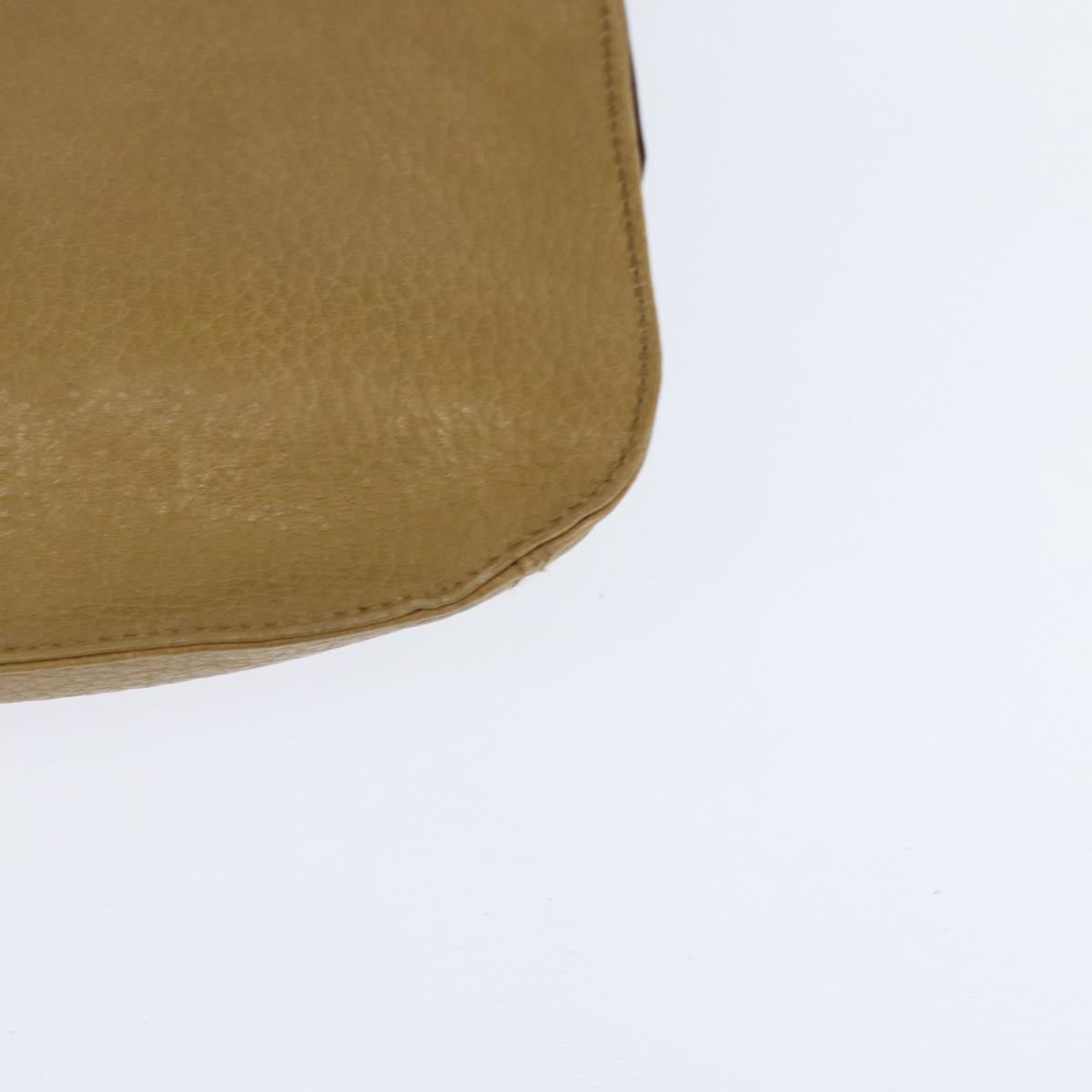 CARTIER Shoulder Bag Leather Beige Gold Auth BA7353