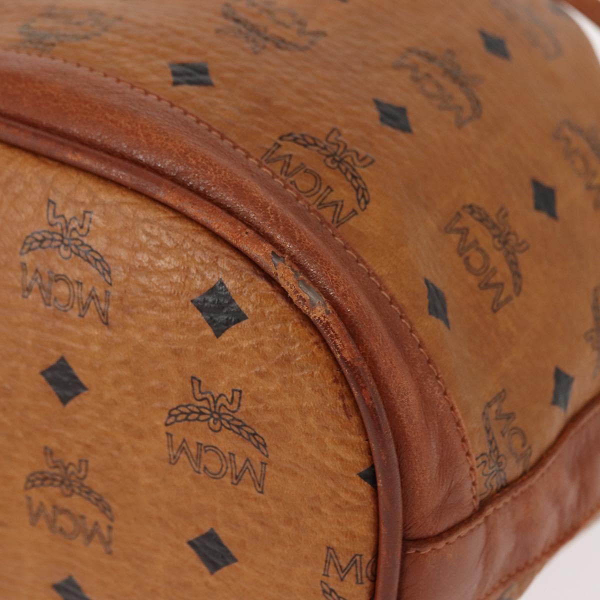 MCM Logogram Vicetos Shoulder Bag PVC Leather Brown Gold Auth BA7354