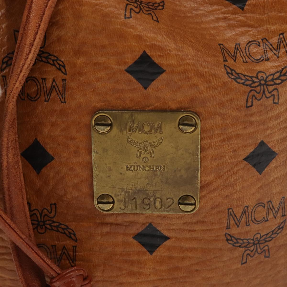 MCM Logogram Vicetos Shoulder Bag PVC Leather Brown Gold Auth BA7354