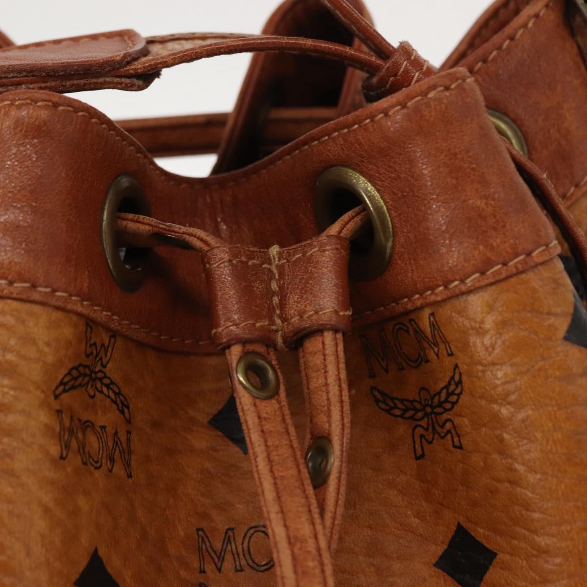 MCM Logogram Vicetos Shoulder Bag PVC Leather Brown Gold Auth BA7354