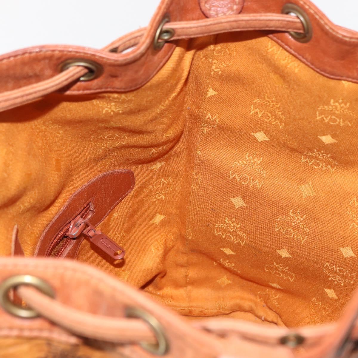 MCM Logogram Vicetos Shoulder Bag PVC Leather Brown Gold Auth BA7354