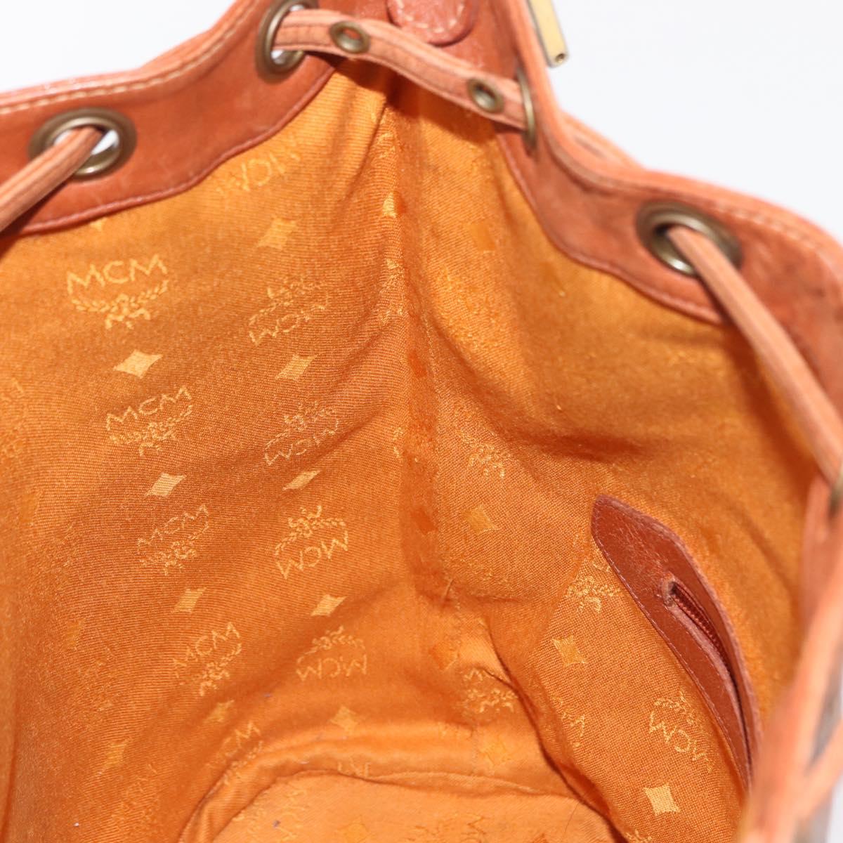 MCM Logogram Vicetos Shoulder Bag PVC Leather Brown Gold Auth BA7354