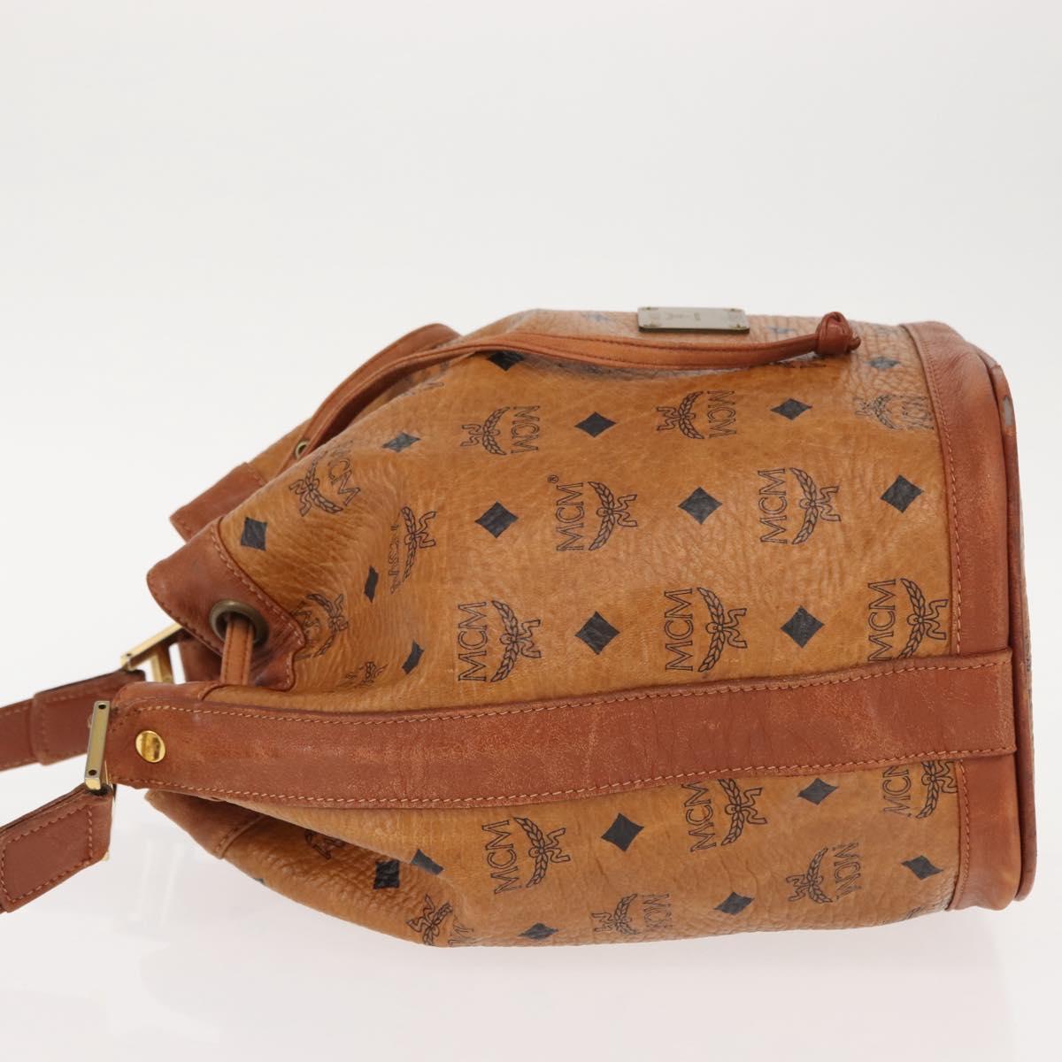 MCM Logogram Vicetos Shoulder Bag PVC Leather Brown Gold Auth BA7354