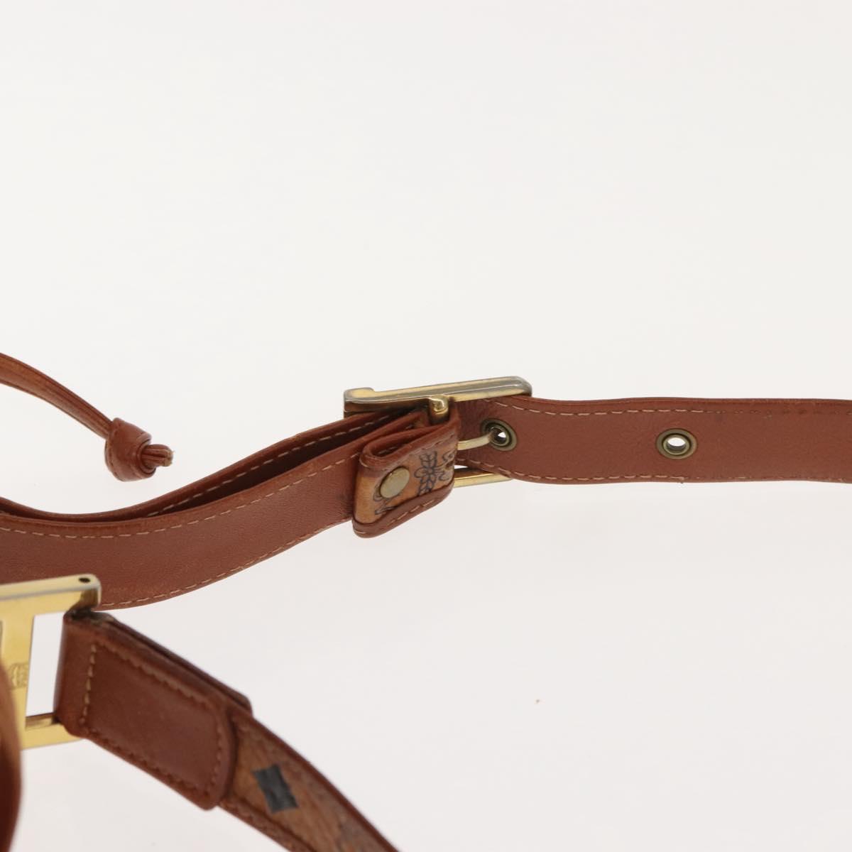 MCM Logogram Vicetos Shoulder Bag PVC Leather Brown Gold Auth BA7354