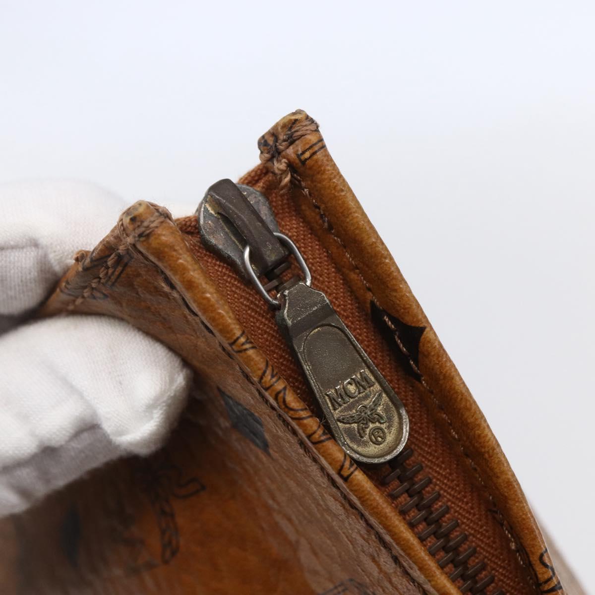 MCM Logogram Vicetos Clutch Bag PVC Leather Brown Gold Auth BA7355