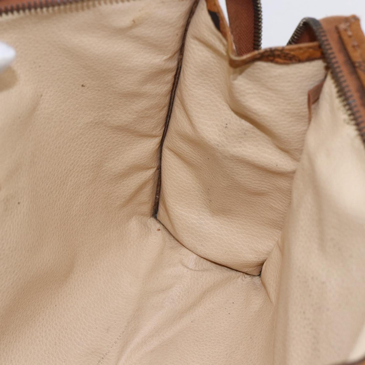 MCM Logogram Vicetos Clutch Bag PVC Leather Brown Gold Auth BA7355