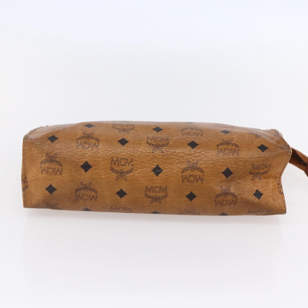 MCM Logogram Vicetos Clutch Bag PVC Leather Brown Gold Auth BA7355