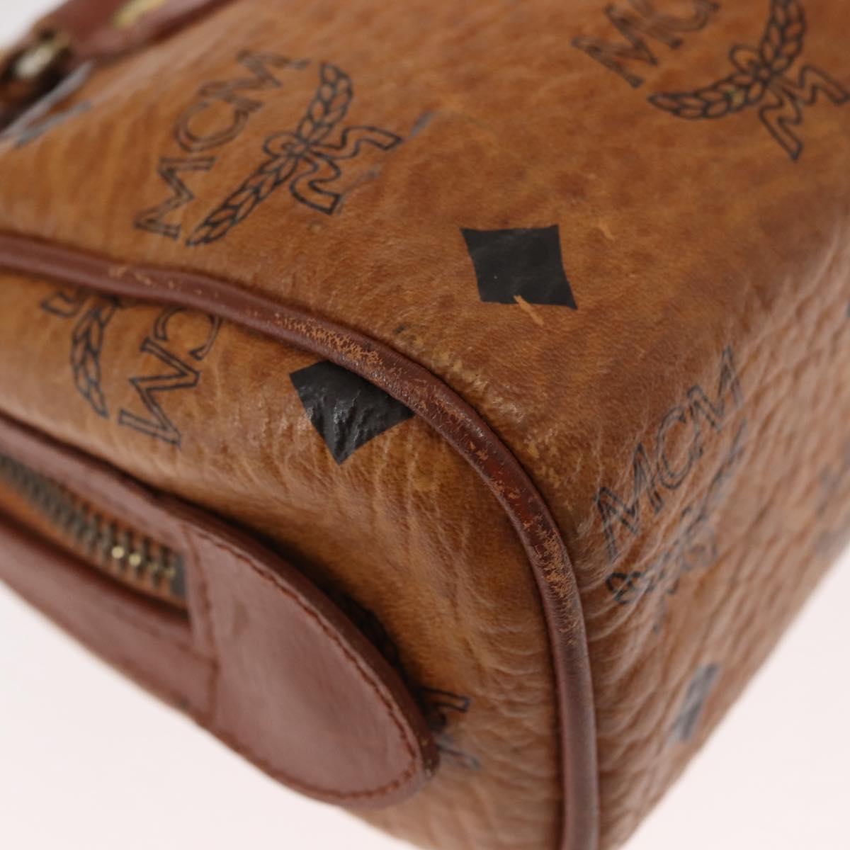 MCM Logogram Vicetos Hand Bag PVC Leather Brown Gold Auth BA7357