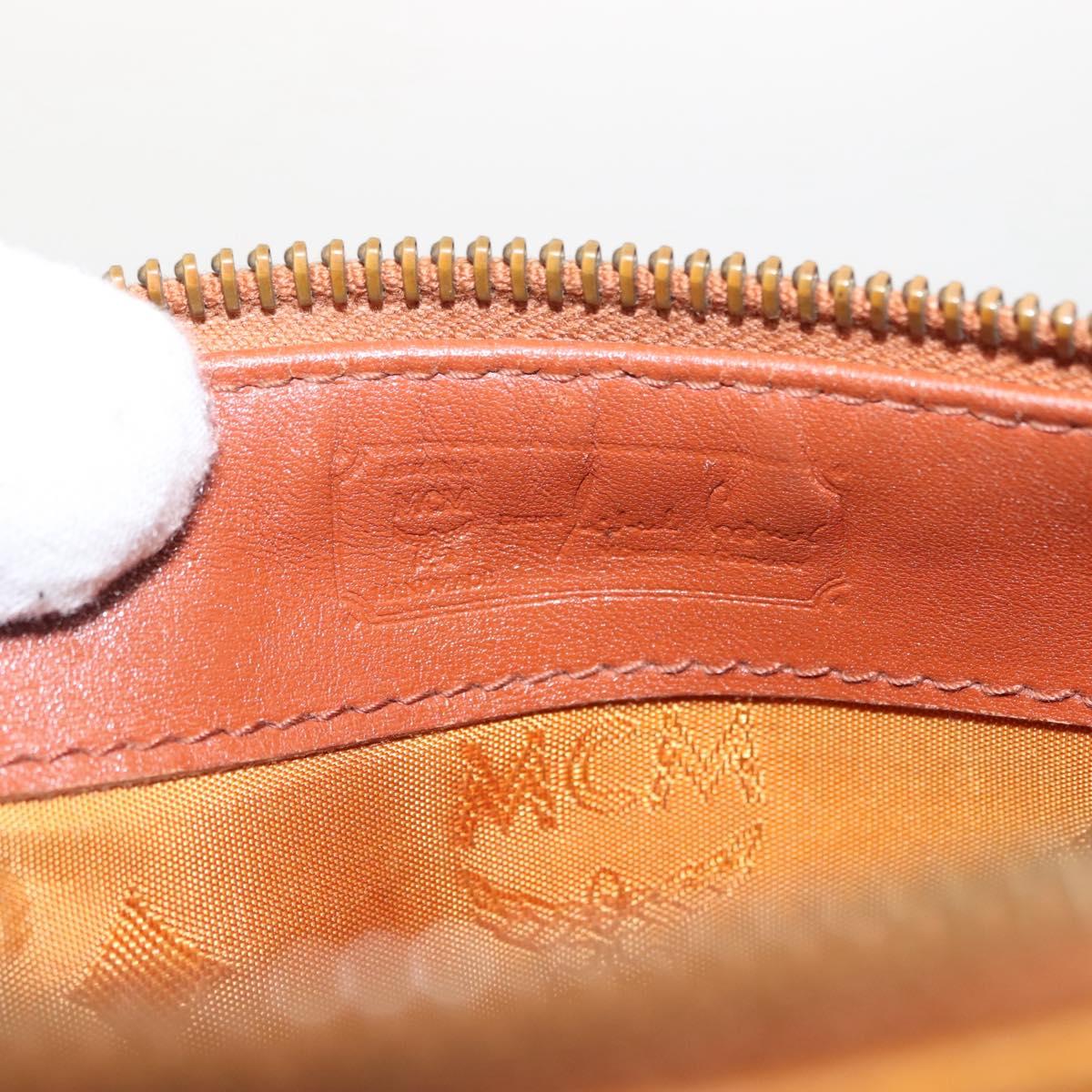 MCM Logogram Vicetos Hand Bag PVC Leather Brown Gold Auth BA7357