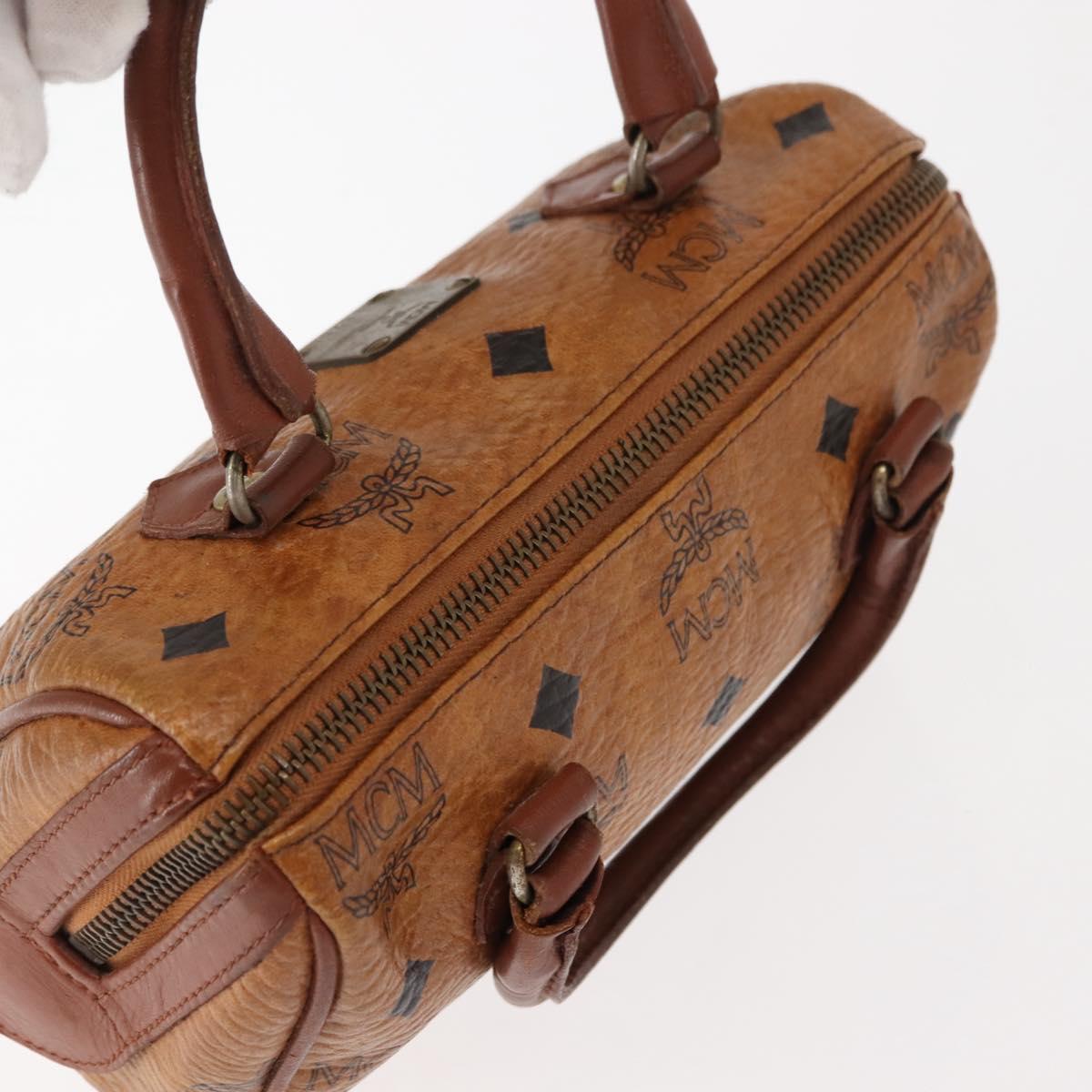 MCM Logogram Vicetos Hand Bag PVC Leather Brown Gold Auth BA7357