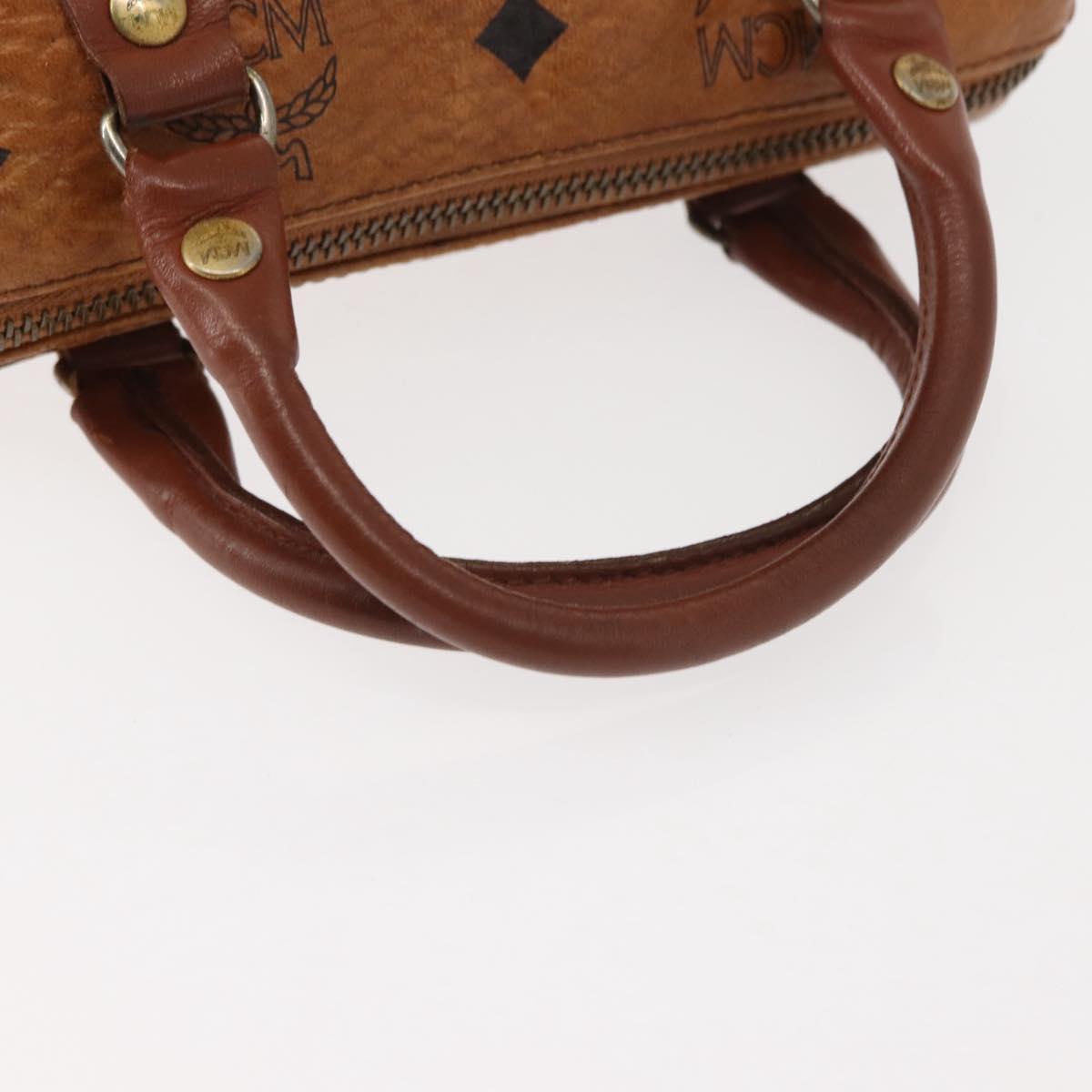 MCM Logogram Vicetos Hand Bag PVC Leather Brown Gold Auth BA7357