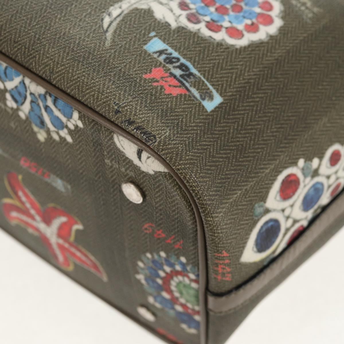 BVLGARI Tote Bag Leather PVC Gray Silver Auth BA7359V