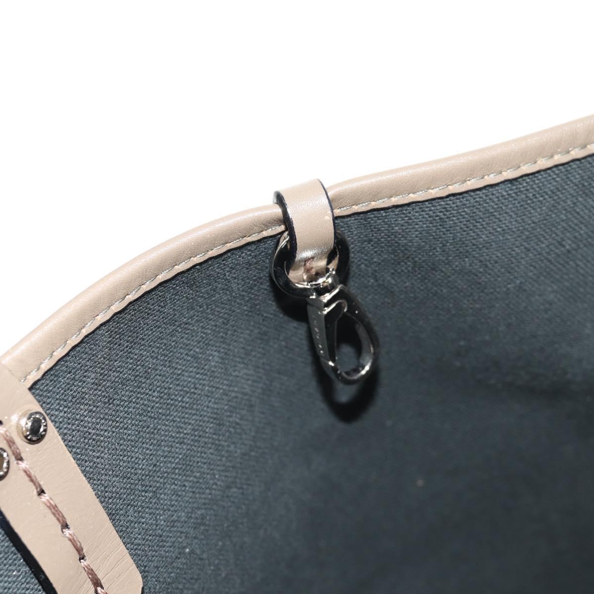 BVLGARI Tote Bag Leather PVC Gray Silver Auth BA7359V