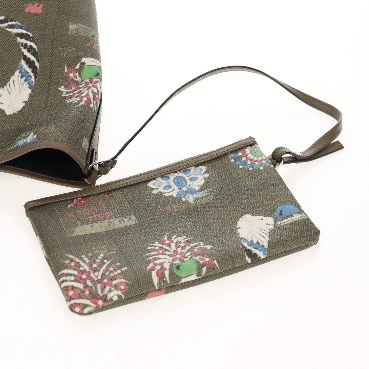 BVLGARI Tote Bag Leather PVC Gray Silver Auth BA7359V