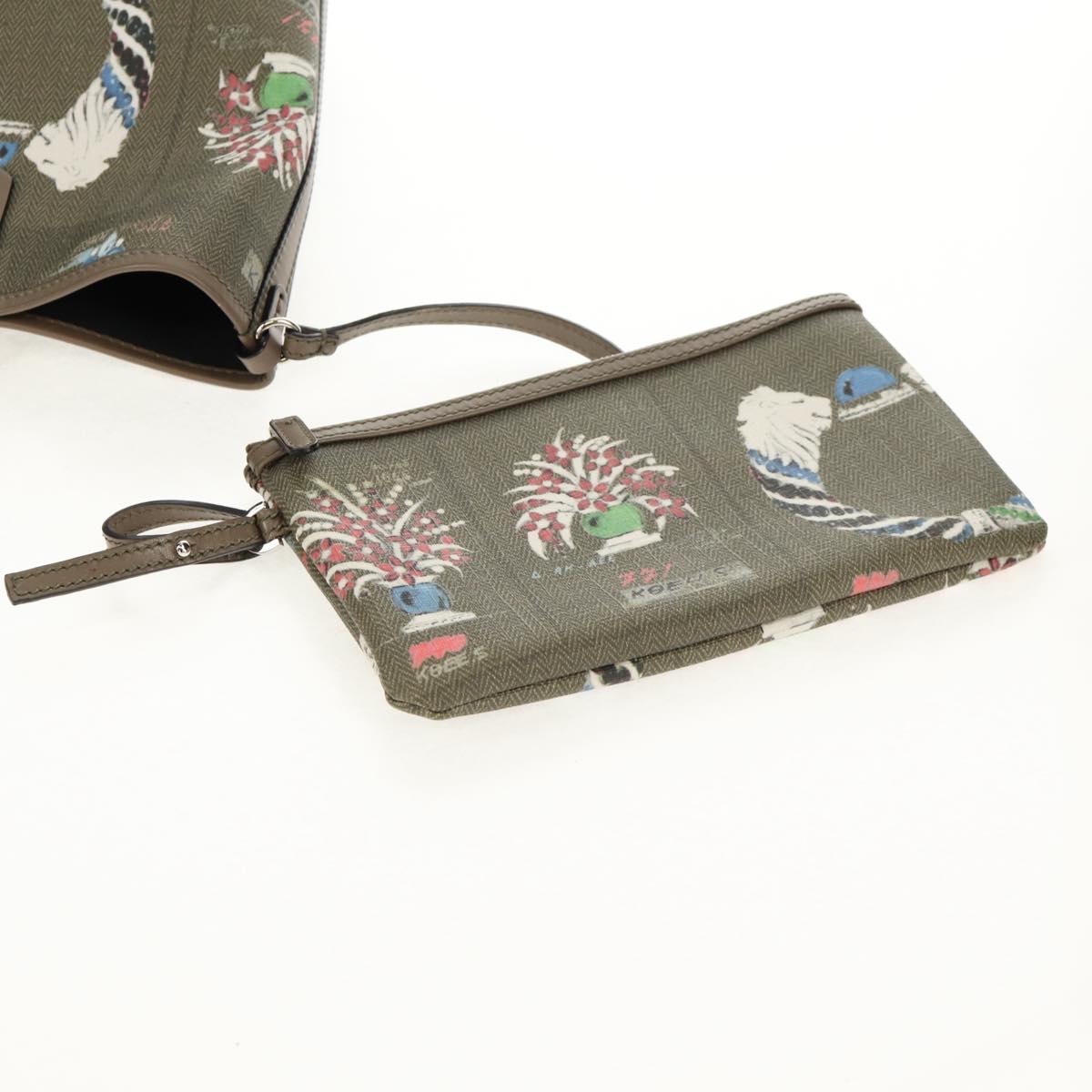 BVLGARI Tote Bag Leather PVC Gray Silver Auth BA7359V